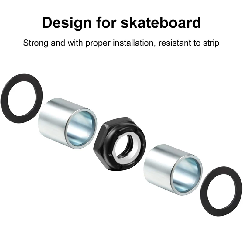 Skateboard Truck Hardware Kit 56 Pieces Includes Spacers Axle Nuts and Speed Rings for Skateboard and Longboard skateboard accessories