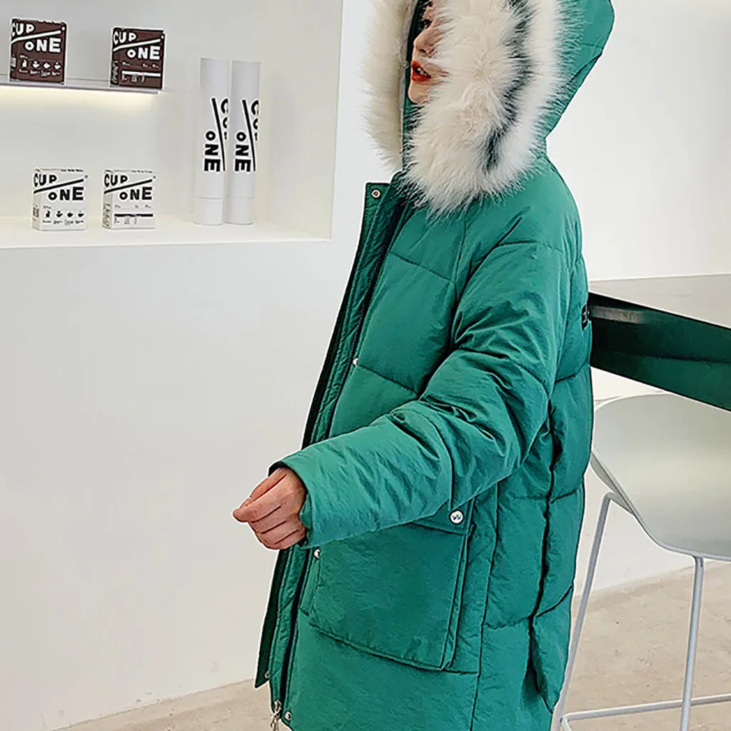 Womail Womens Coats Solid Casual Thicker Winter Warm Loose Jacket Long Overcoat coat women S-3XL