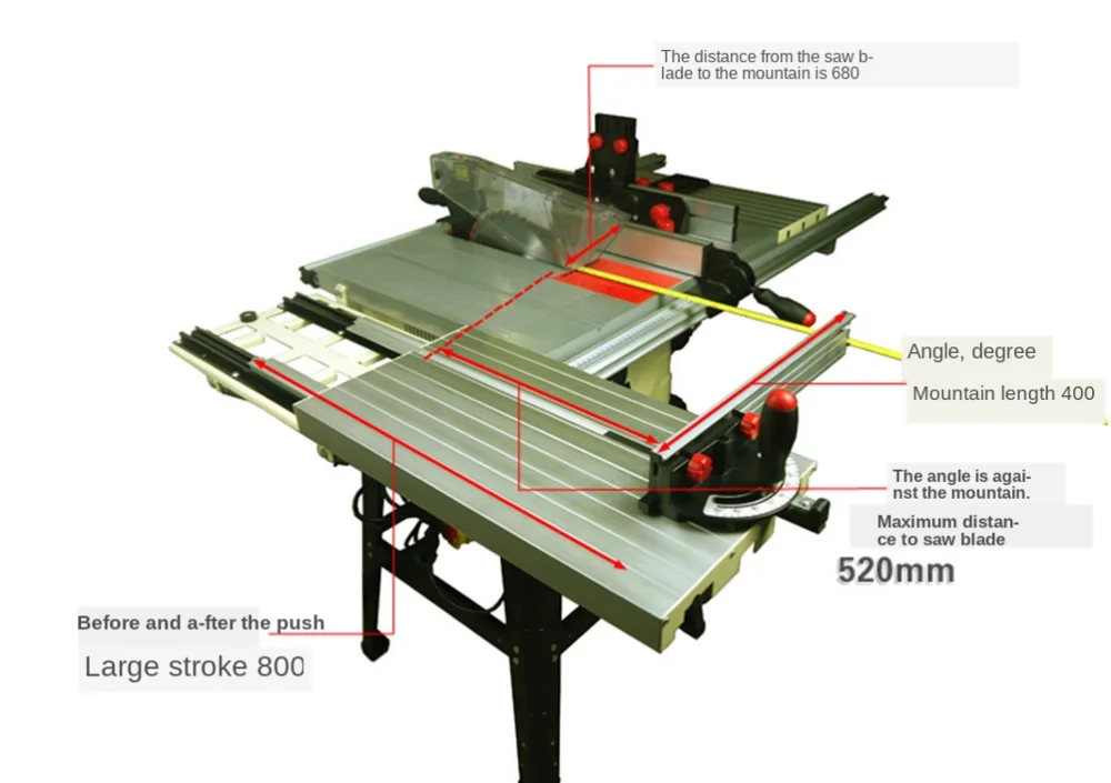 JTS-250IID многофункциональная электрическая настольная пила, точный раздвижной стол, пила, деревообрабатывающий Обрезной стол, пильный станок, 220 В, 1800 Вт