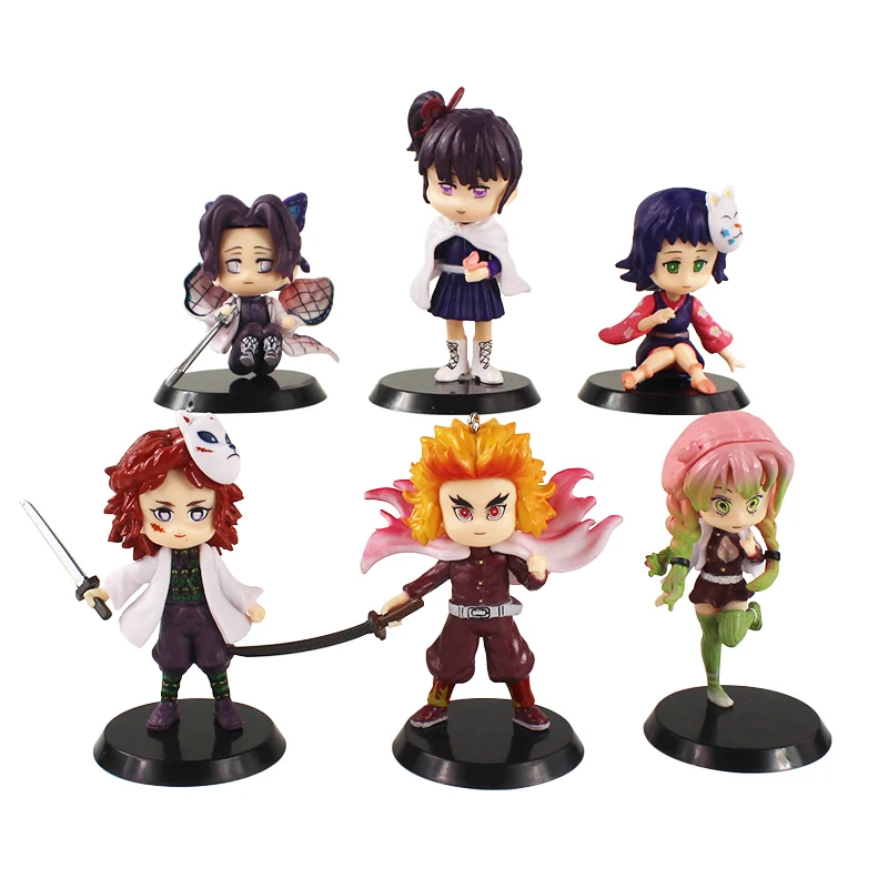 6 шт. 7 см Фигурки рассекающих демонов Tsuyuri Kanawo Kochou Shinobu Rengoku Kyoujurou Kanroji Mitsuri Sabito аниме