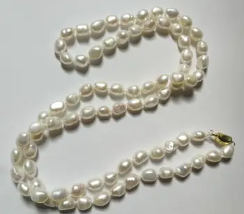 

80cm 30'' 11mm white baroque real Pearl necklace 925 gold clasp natural Freshwater PEARL Women Jewelry 35cm 43cm 15'' 17''