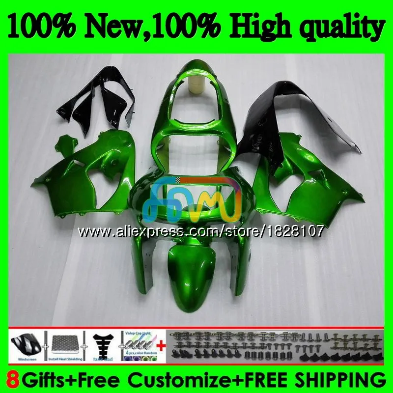 No. 1 Тюнинг-пакет для KAWASAKI ZX900 ZX9 R ZX 9R 900CC ZX 9 R 900 29BS. 0 ZX-9R ZX9R 98 99 00 01 1998 1999 2000 2001 обтекателя зеленый глянец - Цвет: No. 1