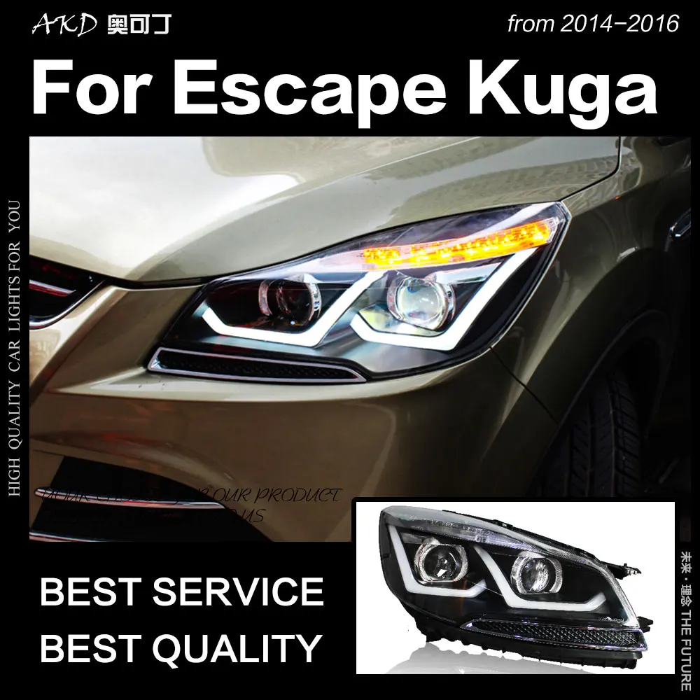 AKD автомобильный Стайлинг для Ford Escape передние фары 2014-2016 Kuga светодиодный ные DRL Hid