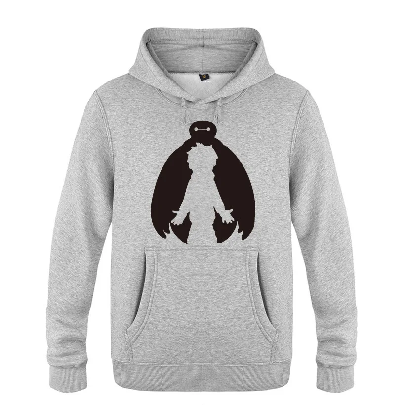 gray hoodie 17 Мужские толстовки с капюшоном, аниме, большой герой 6, бэймакс, с принтом, флисовая мужская кофта-худи, длинный рукав, Мужская толстовка, пуловер, спортивный костюм, Большой размер - Цвет: gray hoodie 17