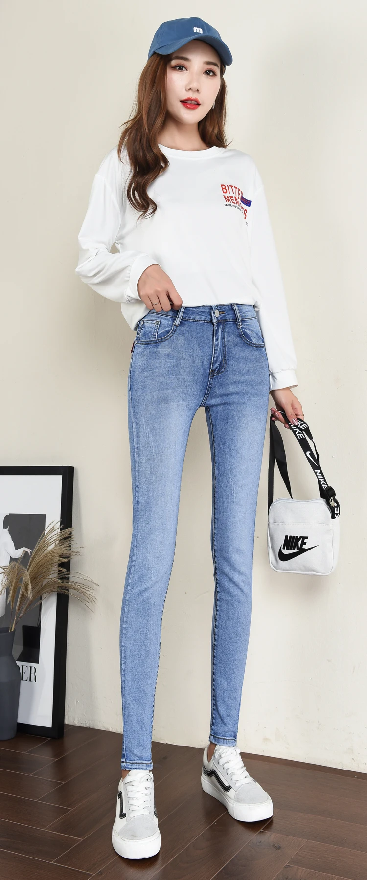 MDINCN джинсы для женщин Высокая талия джинсы женские высокие эластичные большого размера растягивающиеся женские джинсы потертые джинсы узкие брюки
