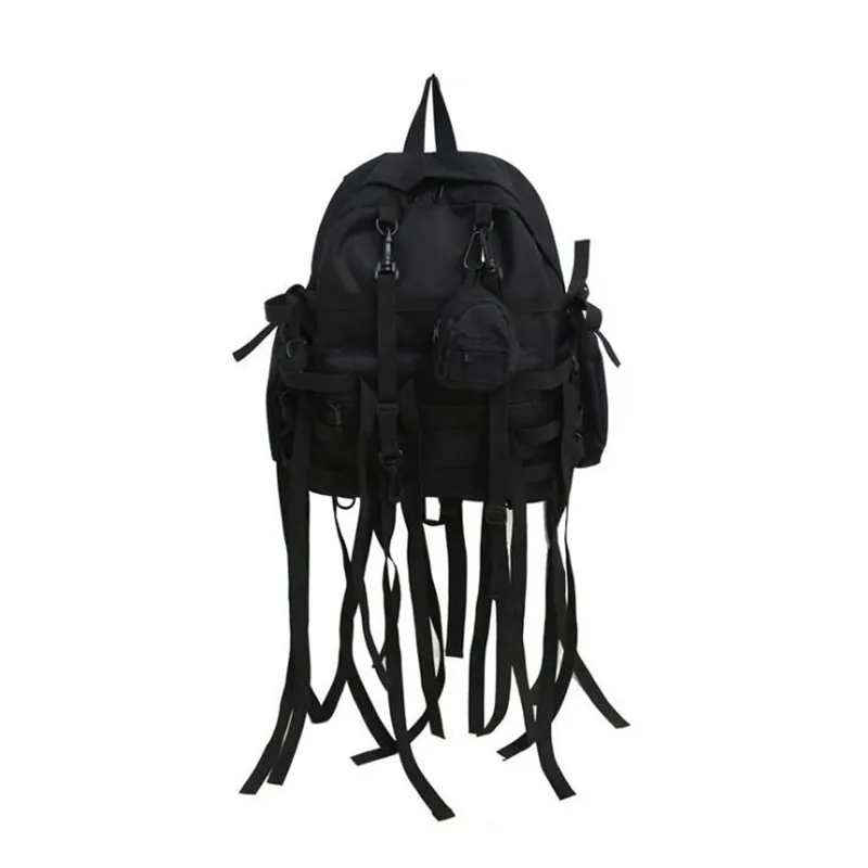 

2020 new women tassel backpacks large size black school bags punk style travel bags mochila feminina drop shipping M729