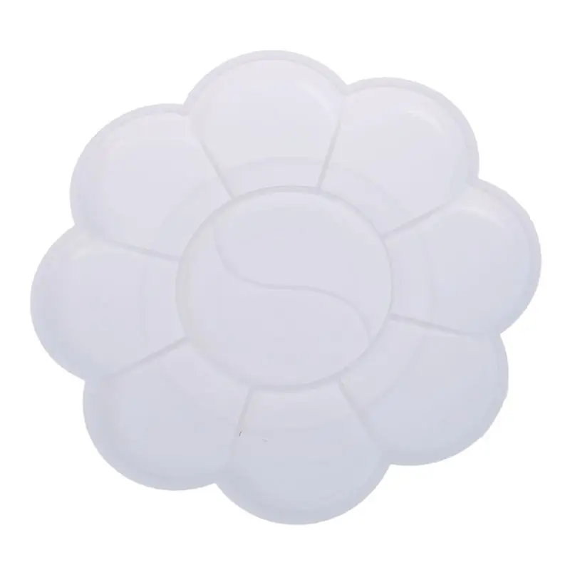 Pceewtyt 2 Pcs White Plastic Flower Shaped Watercolor Paint Plate Tray Mixing Palette 