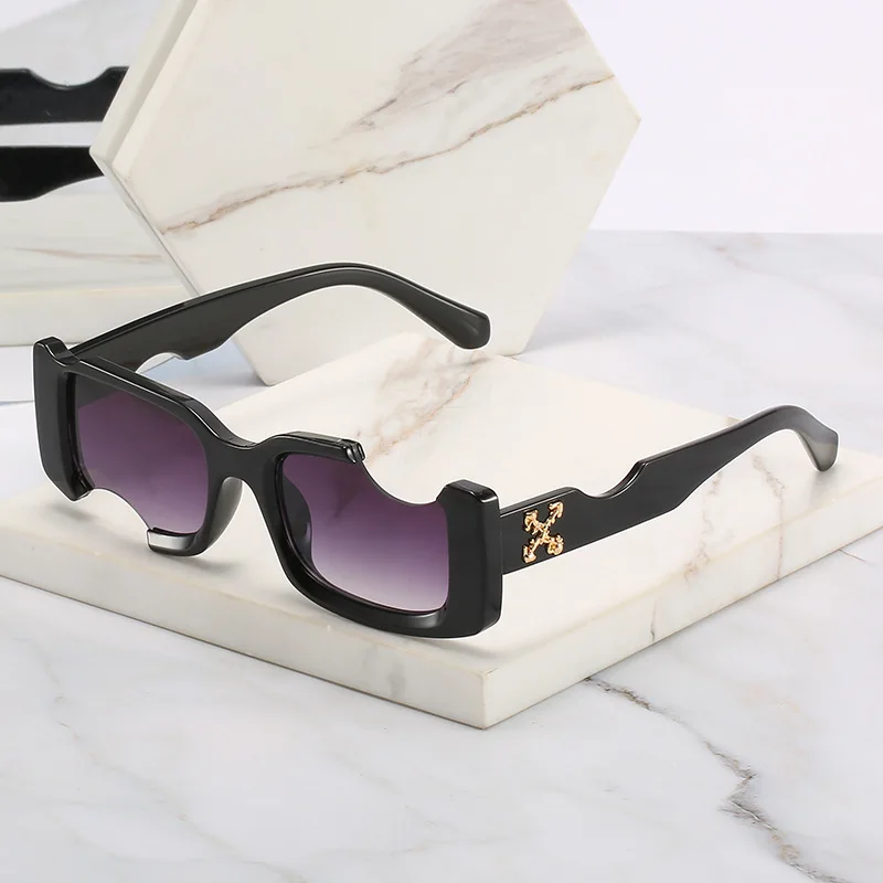 Sept Rectangular Notch Personality Sunglasses Europe And The United States Do Strange Sunglasses Funny Square Sunglasses Girl