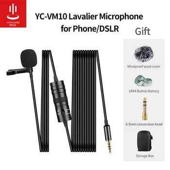 

YICHUANG Clip-on Lavalier Mini Audio 3.5mm Collar Condenser Lapel Mic for recording Canon / iPhone DSLR Cameras