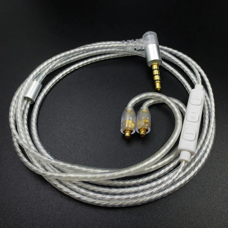 Замена аудио MMCX Jack кабель для Shure SE535 215 N3AP наушники шнур гарнитуры провода разъем посеребренный кабель - Цвет: Серебристый