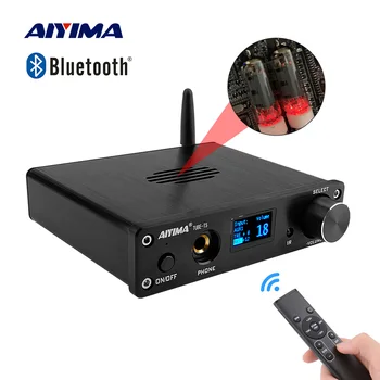 AIYIMA T5 6K4 Tube Preamp MC33078 Bluetooth Preamplifier HIFI OLED with Remote Control Power Supply Sound Amplifier Home Theater te 01 hifi mini 6j1 tube preamplifier stereo vacuum tubes preamplifier with power adapter