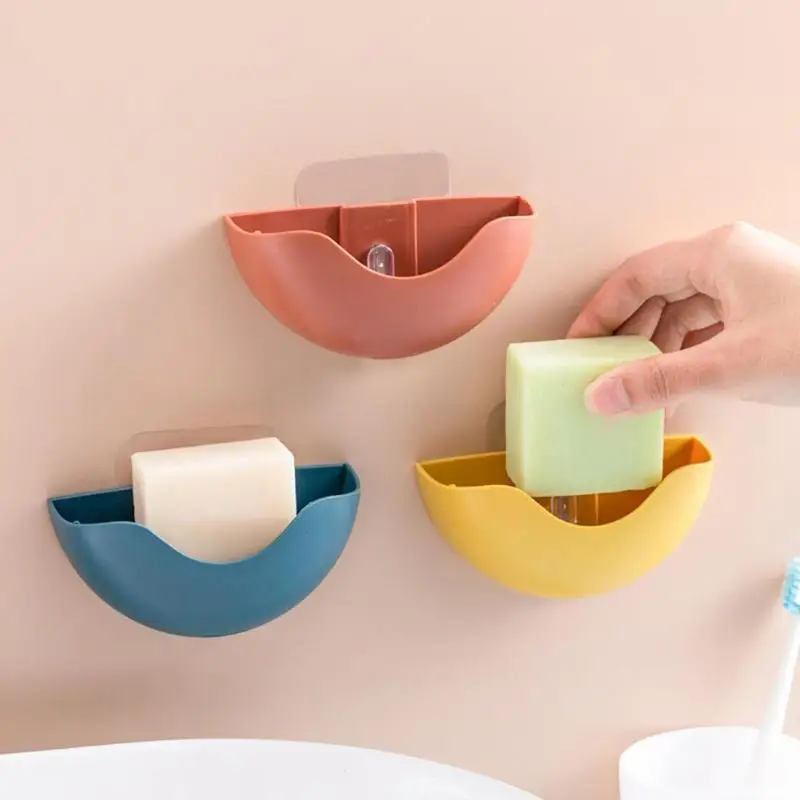 

Wall-Mounted Soap Box Portable Strong Suction Cup Dish Traceless with Drainage Hole Basket Shelf Holder Bathroom Tool