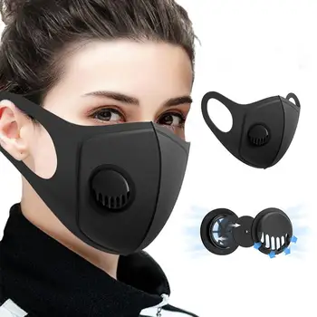 

Black Reusable Face Mask Valve Unisex Breathing Filter Face Mouth Masks Mouth Cover