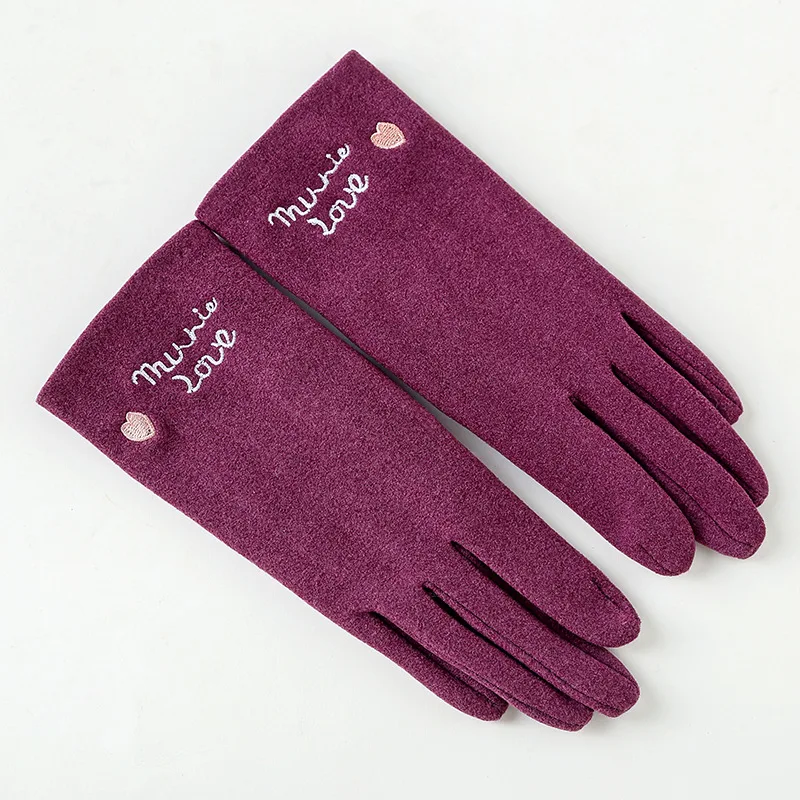 Фиолетовый H9886 Простые Модные женские перчатки на осень и зиму с сенсорным экраном, теплые уличные тонкие рукавицы для езды на велосипеде, корейские студенческие варежки - Цвет: Фиолетовый