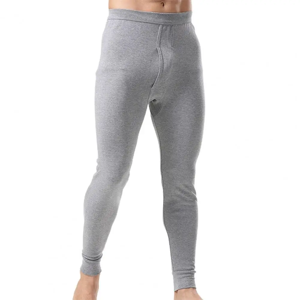 Men Pants Casual Warm Underwear Tight Hemming Design Leggings Base