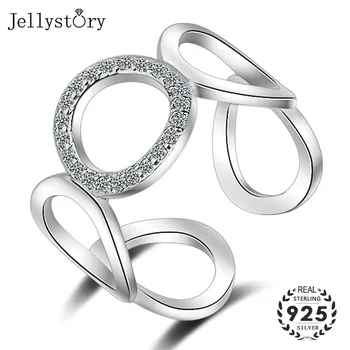 

Jellystory Fashion Open Ring 925 Silver Jewellery with Geometric Shaped Zircon Gemstones Rings for Women Wedding Gifts wholesale