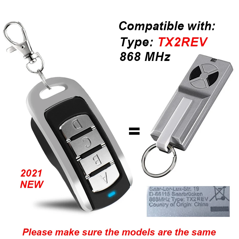For Chamberlain 868mhz Type Tx2rev Garage Door Remote Control