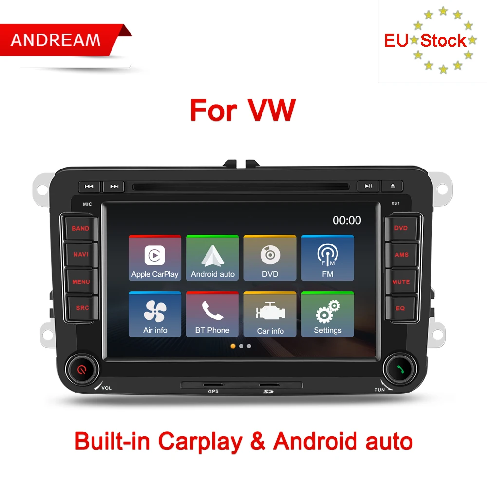 Perfect Andream 7inch Car Dvd Player Radio for VW Fabia Jetta Sharan Multivan Tiguan Scirocco Altea Octavia Android Auto and Carplay 0