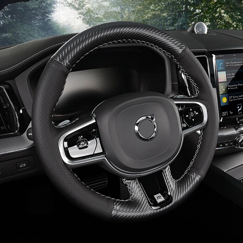 1 шт. для Volvo XC60- Натуральная Кожа DIY крышка рулевого колеса автомобиля аксессуары для укладки