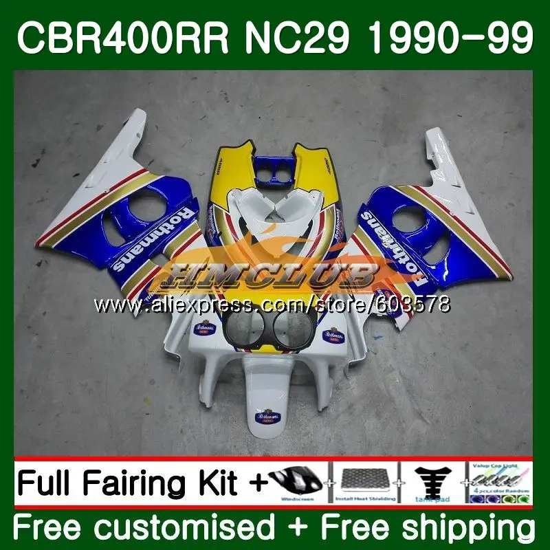 CBR400 RR для HONDA CBR400RR NC29 1994 1995 1996 1997 1998 1999 97CL. 0 CBR 400 RR 400RR 94 95 96 97 98 99 обтекатель Rothmans синий