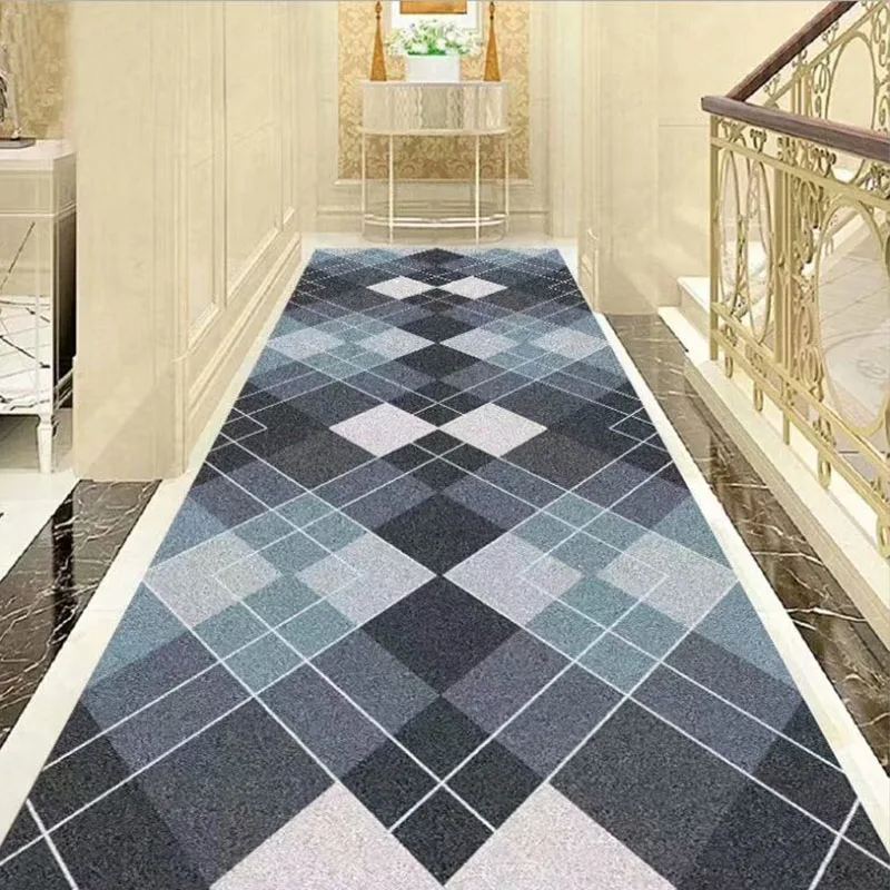 Nordic Style Geometric Rug Long Runner Carpet Home Corridor Living Room Area Rug Hotel Hallway Stairway Entrance Aisle Floor Mat