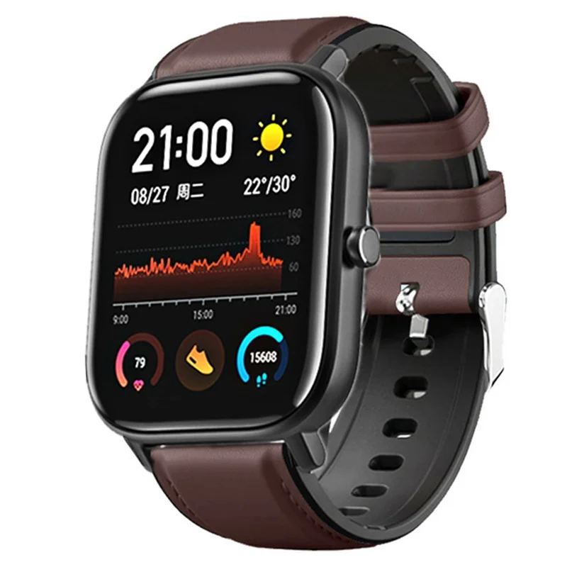 Силиконовый + кожаный ремешок для умных часов Xiaomi Huami AMAZFIT bip S Lite GTS браслет Amazfit GTR 42