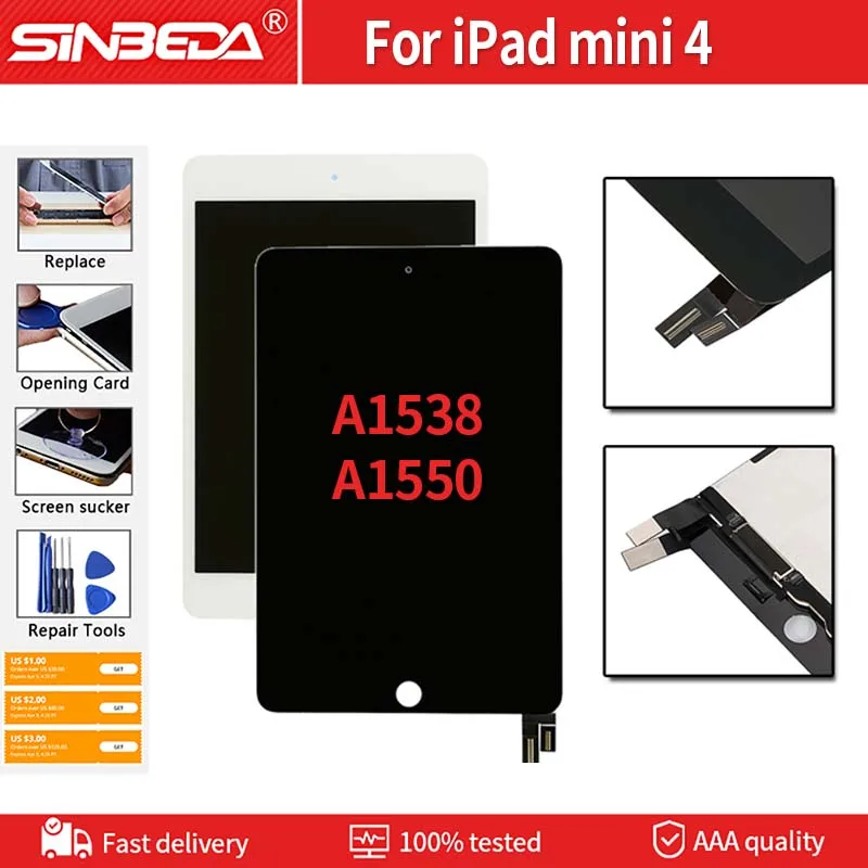 

Grade AAA+ For iPad mini 4 Mini4 A1538 A1550 LCD Display Touch Screen Digitizer Panel Assembly Replacement Part