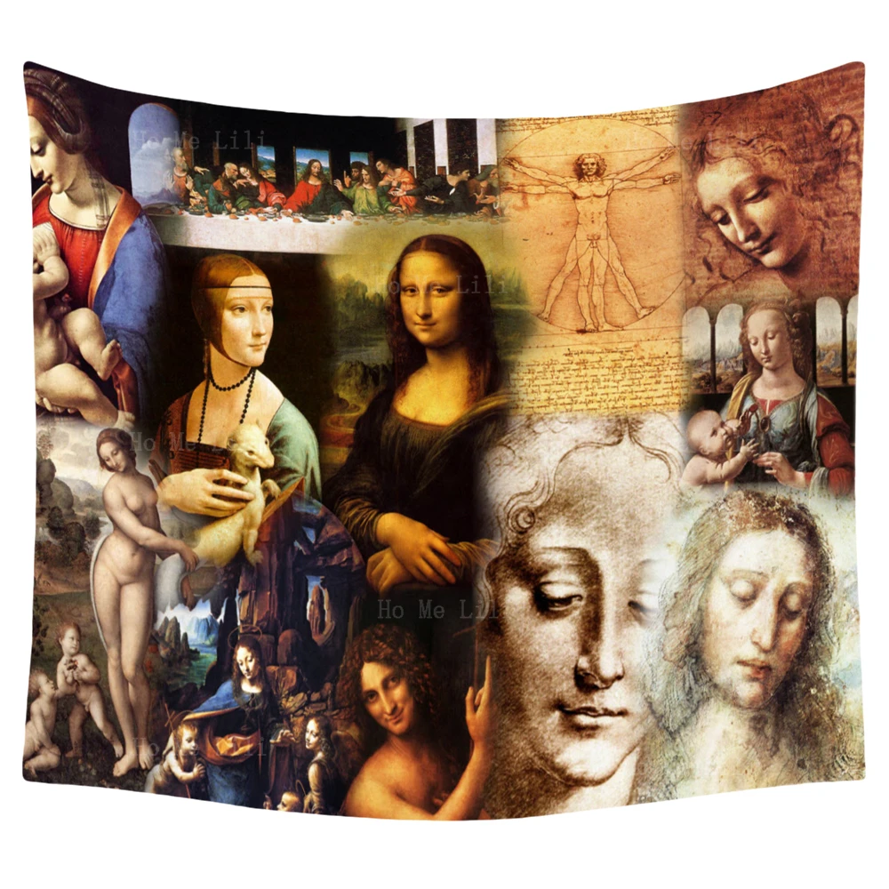 

Великолепные художники эпохи Возрождения, художественный коллаж известных произведений, гобелен от Ho Me Lili для домашнего декора, дизайнерские аксессуары для комнаты
