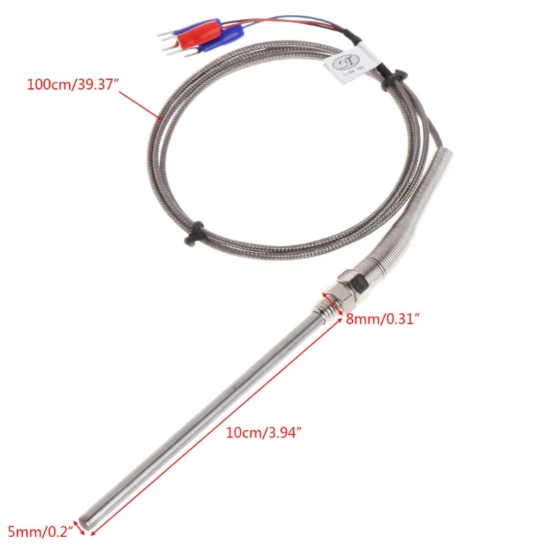RTD PT100 Temperature Thread Cable 1M Thermocouple Probe 100mm 3 wires S03 21