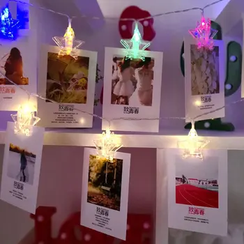 

1.5m 10 LEDs Colorful LED Garland Card Photo Star Shape String Lights for Christmas Party Wedding Lamp Home Decoration led light