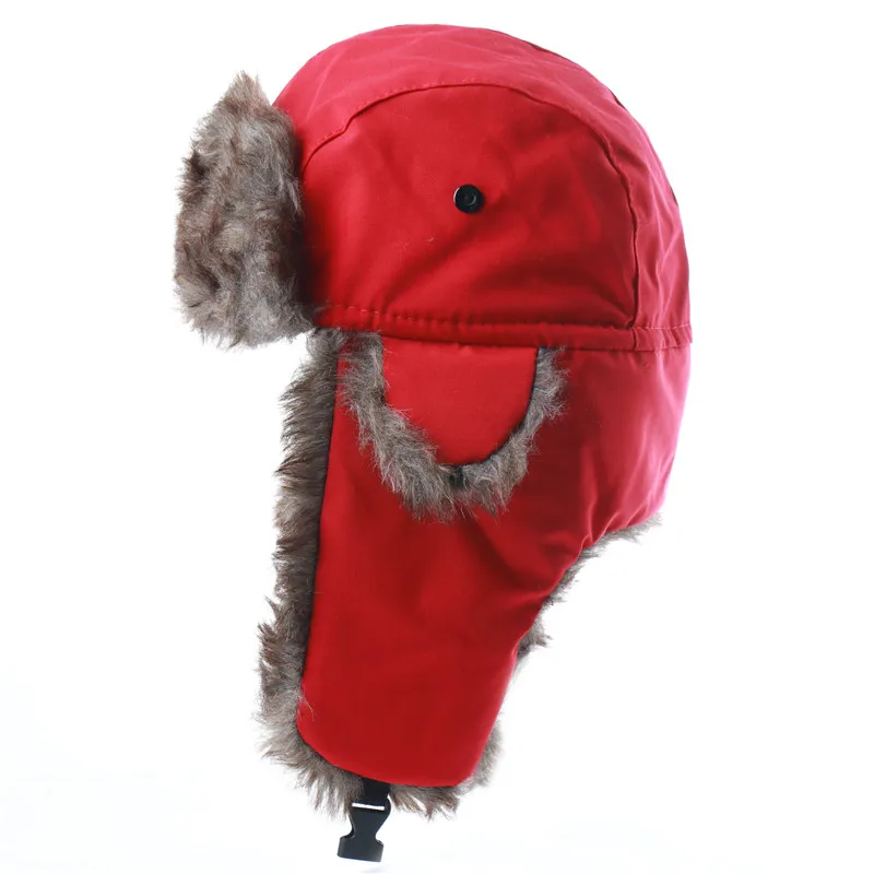 bomber trapper hat CAMOLAND Winter Waterproof Bomber Hat For Women Men Faux Fur Earflap Caps Outdoor Male Russia Ushanka Snow Ski Cap men's bomber hats