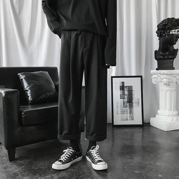 

Autumn New Suit Pants Men's Fashion Solid Color Business Casual Trousers Man Streetwear Wild Hip Hop Loose Straight Pants Male