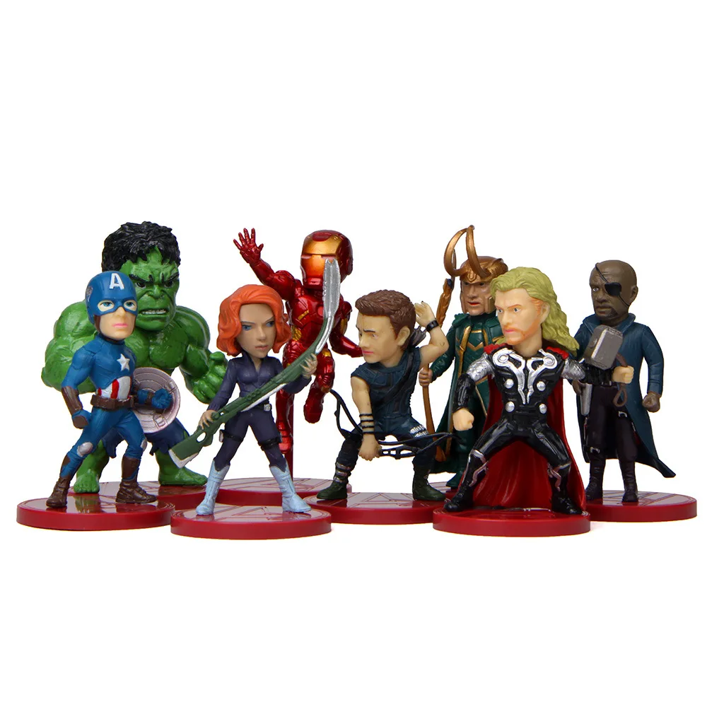 

Iron Man Hulk Hawkeye Thor The Avengers Endgame Captain America Doll Loki Nick Fury Black Widow Figures 8pcs/set