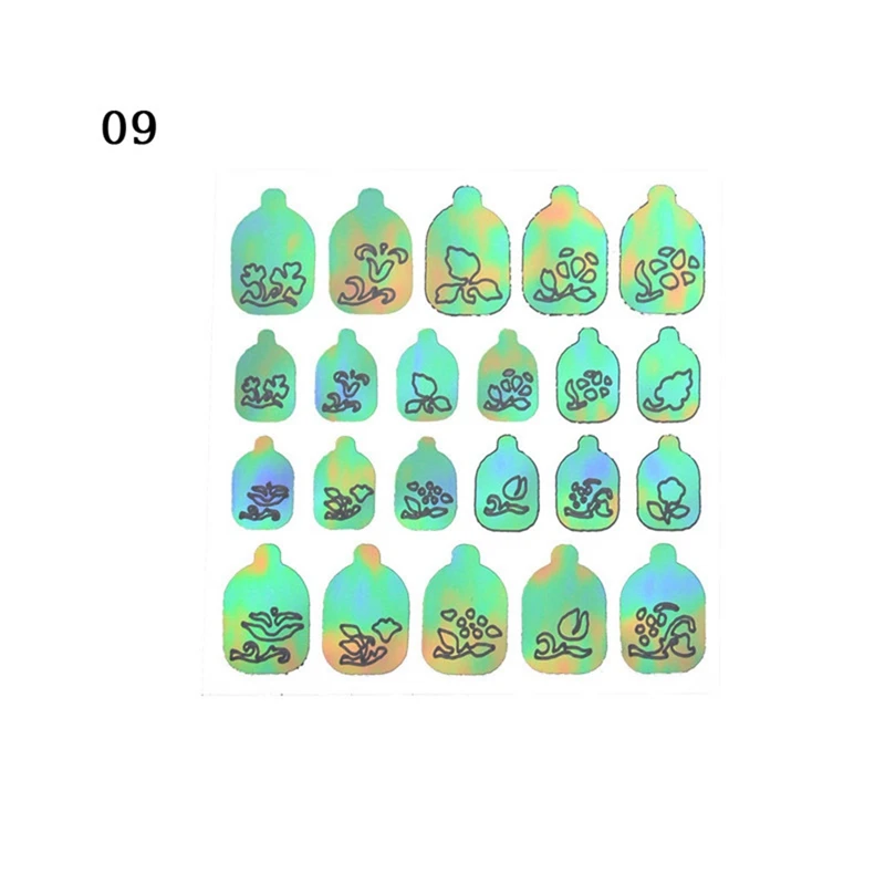 22 листа пламя Holo наклейки для ногтей винилы трафарет стикеры 3D на ногти Nail Art Наклейки маникюрные украшения