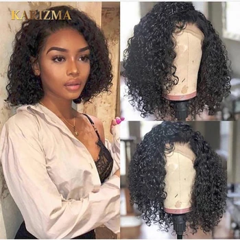 

Karizma Short Curly Bob Wig Lace Front Human Hair Wigs For Black Women Mongolian Lace Font Wig Pre Pluck With Bleached Knots