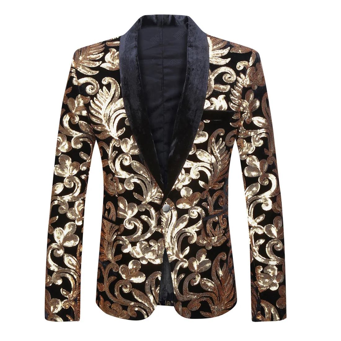 

Men Velvet Embroidery Sequins Blazer Evening Party Bar Night Club Singer Host Suit Jacket Shiny Tuxedo Concert Performance Coat