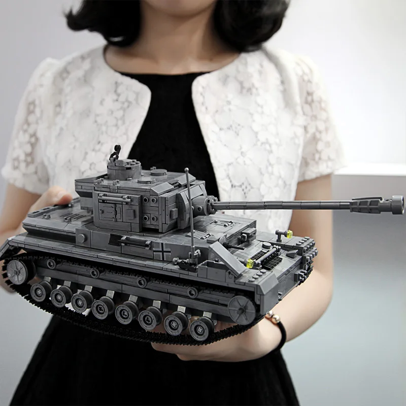 1193 шт 36 см длина большой панзер IV F2 Тигр Танк строительные блоки модели WW2 военные