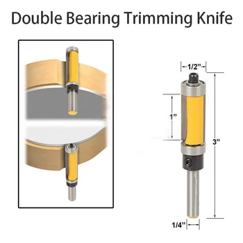 

76mm Length 1/4 Inch Flush Trim Pattern Router Bit Shank Panel Top Bottom Bearing Woodworking Milling Cutter for Woodworking Use