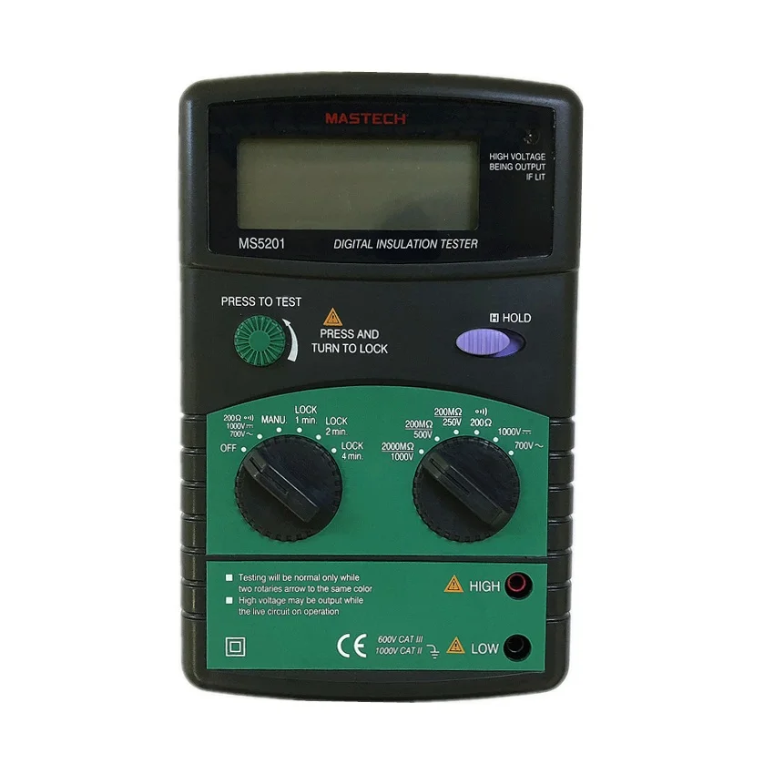 Mastech MS5201 Цифровой мультиметр 1999 отсчетов измеритель изоляции сопротивление AC/DC напряжение со звуком и световой сигнализацией