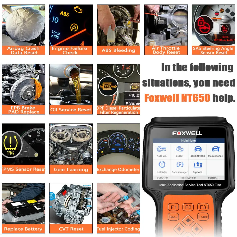 US $199.33 Foxwell NT650 Elite OBD2 Scanner EPB DPF SAS TPMS Oil Reset Injector Coding OBD Code Reader Automotive Car Diagnostic Tools