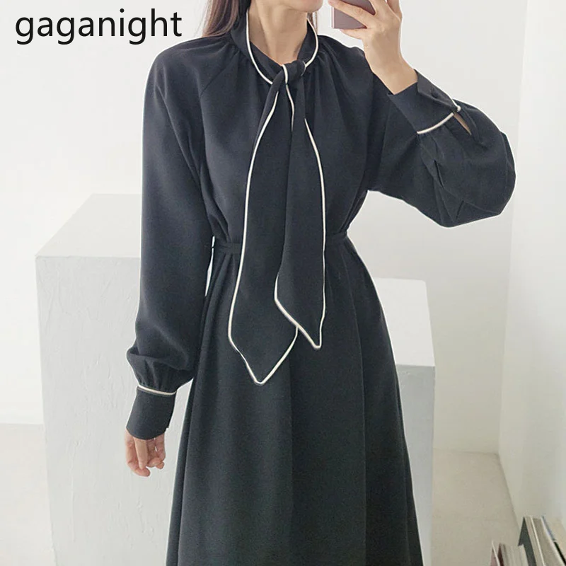 Gaganight женское платье с воротником-стойкой и завязкой на талии 2021 Весна-Осень