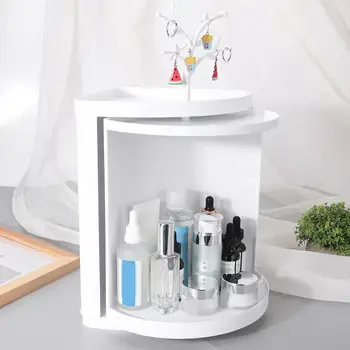 

Multi-Functional Rotating Wall Corner Storage Rack Bathroom Tool Storage Box Shelf (White Single Layer)