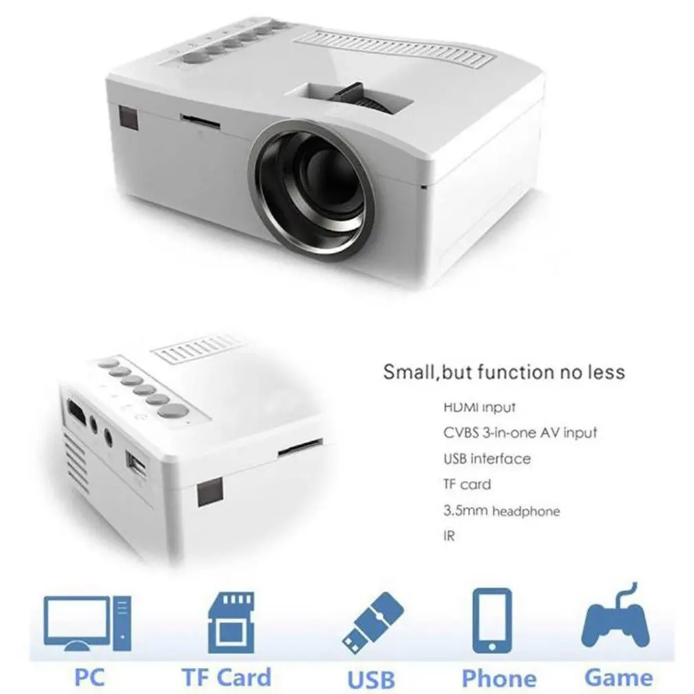 

T16 Mini Portable Wired LED LCD Projector Display Home Theater Cinema HD 1080p Proyector HDMI USB AV VGA SD Media pocket beamer