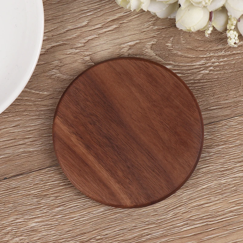 1Pc Durable Walnut Wood Coasters Place Mats Round Heat Resistant Drink Mat Table Decor Tea Coffee Cup Pad
