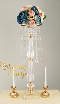 

Shining Party, 10Pcs/Lot, H70cm Acrylic Gold Wedding Centerpiece/Candle Holder, Road Lead Flower Stand, Wedding Party Decoration