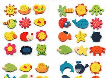 

240 pcs Wooden fridge magnet sticker Fridge magnet/Refrigerator magnet message Clip children's Cute cartoon