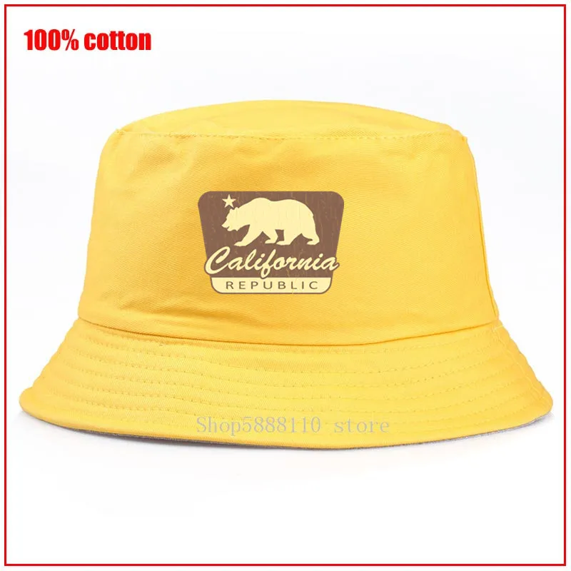 California Republic Panama Bucket Hat Men Women Summer funny cartoon Cap bob Hip Hop Fishing Fisherman | Аксессуары для одежды