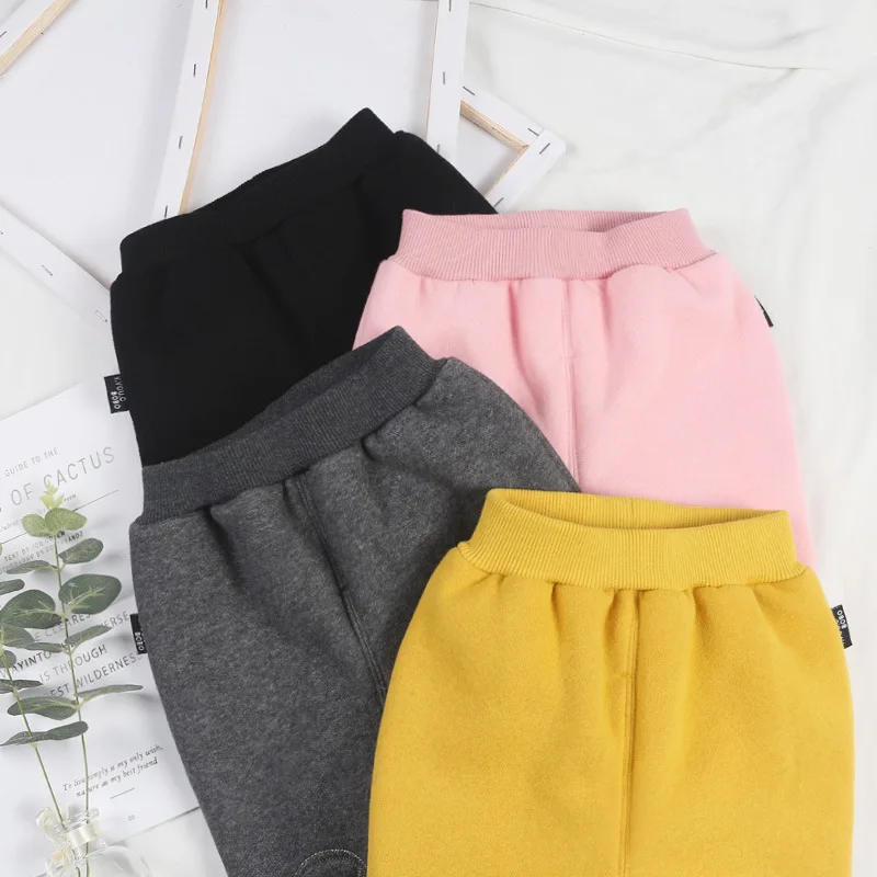 

YYC 2018 Infants Child Solid Color Large Hoody Trousers 1-3 Years Old Baby bao jiahe Velvet Leggings Men And Women Children Warm