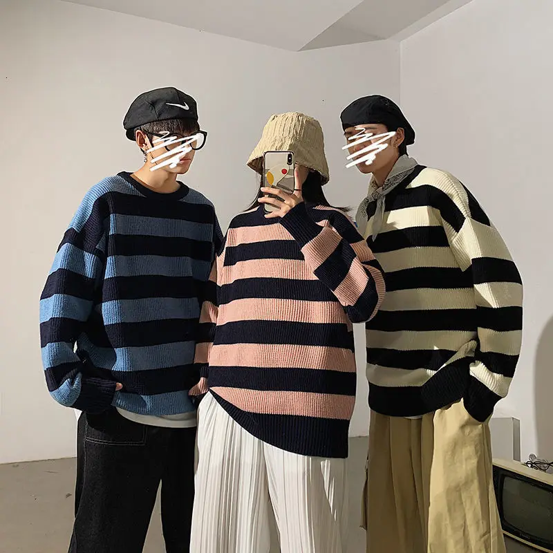 Privathinker de los hombres de invierno de 2020 nueva pareja suéter Casual de gran tamaño jerseys para mujer Streetwear rayas Hombre coreano moda suéteres