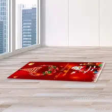 Напольный коврик с орнаментом, декоративный фланелевый нескользящий коврик с Санта-Клаусом, праздничный домашний коврик с мультирисунком